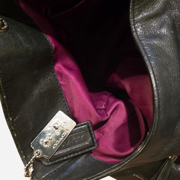 Coach Women's Black Circle Pattern Leather Hobo Bag - Picture 4 of 6